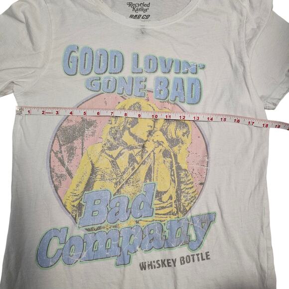 Recycled Karma Bad Company Good Lovin Gone Bad Graphic Band Tee White Large - Picture 3 of 6